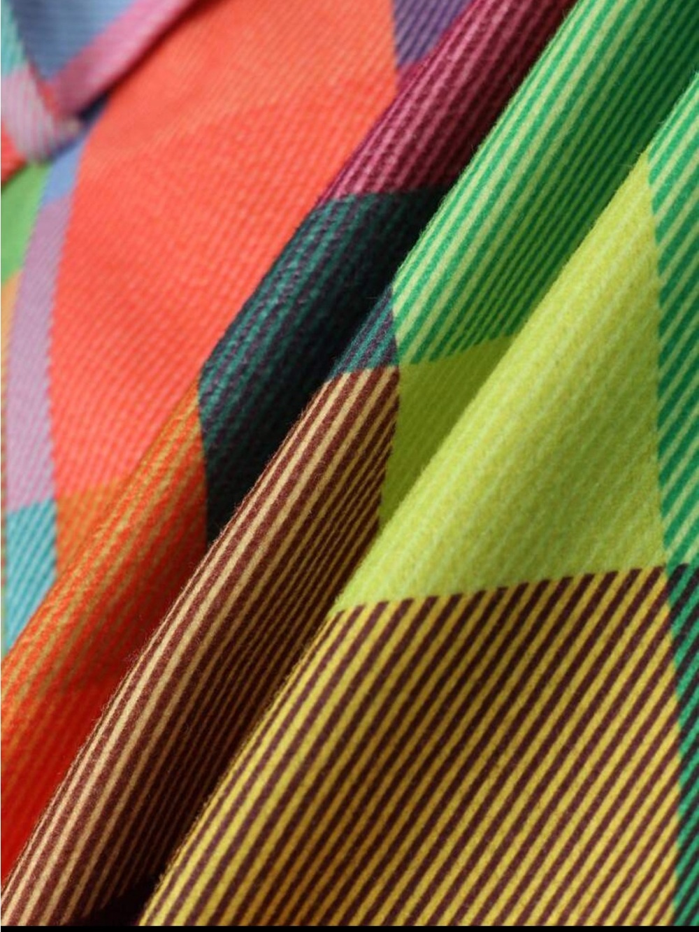 Colorblock Plaid mid length Trench Coat in Bright Multicolor - Picture 3 of 3